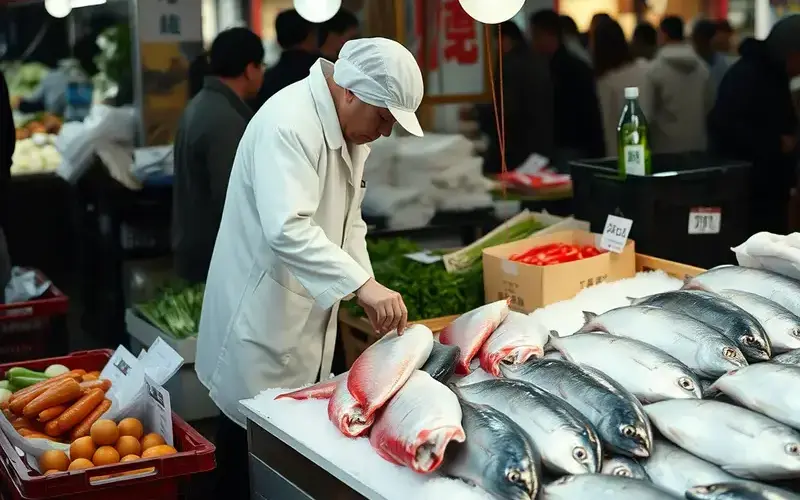 市場での仕入れ